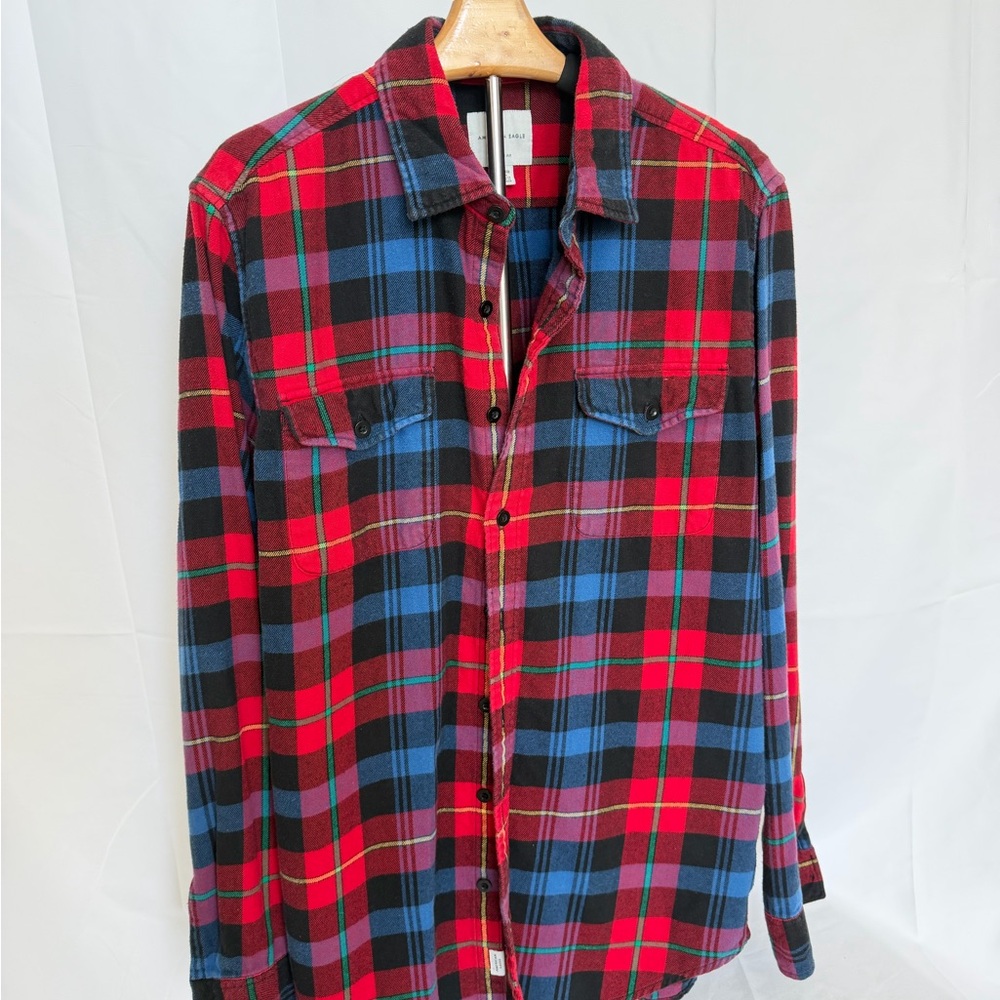 American Eagle Outfitters Red and Blue Plaid Shirt
